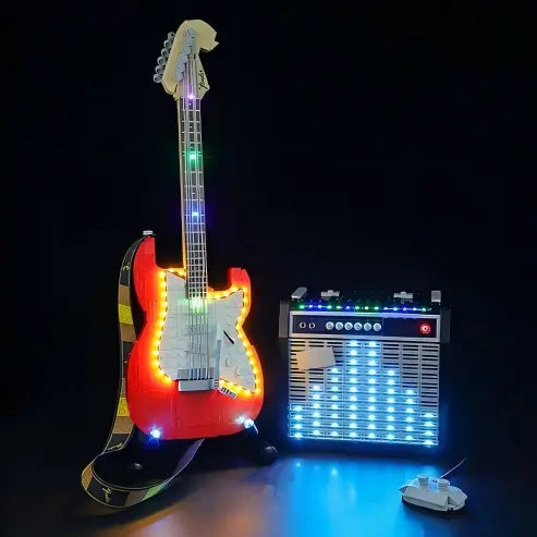 LEGO 21329 Fender Stratocaster حالة عرض أكريليك مرآة - عرض واقٍ من الغبار