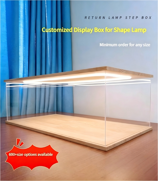 Premium 12mm Solid Wood LED Display Case with 3mm Thick Acrylic - Sliding Door Stackable Showcase with Top Rectangular Light - Luxury Protector for High-End Collectibles - Scoparius case