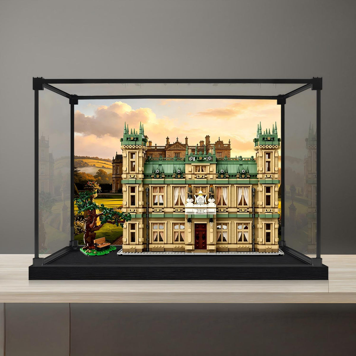 LEGO 21373 Downton Abbey Mirror Display Case with Alloy Frame, Ring Light and Themed Background