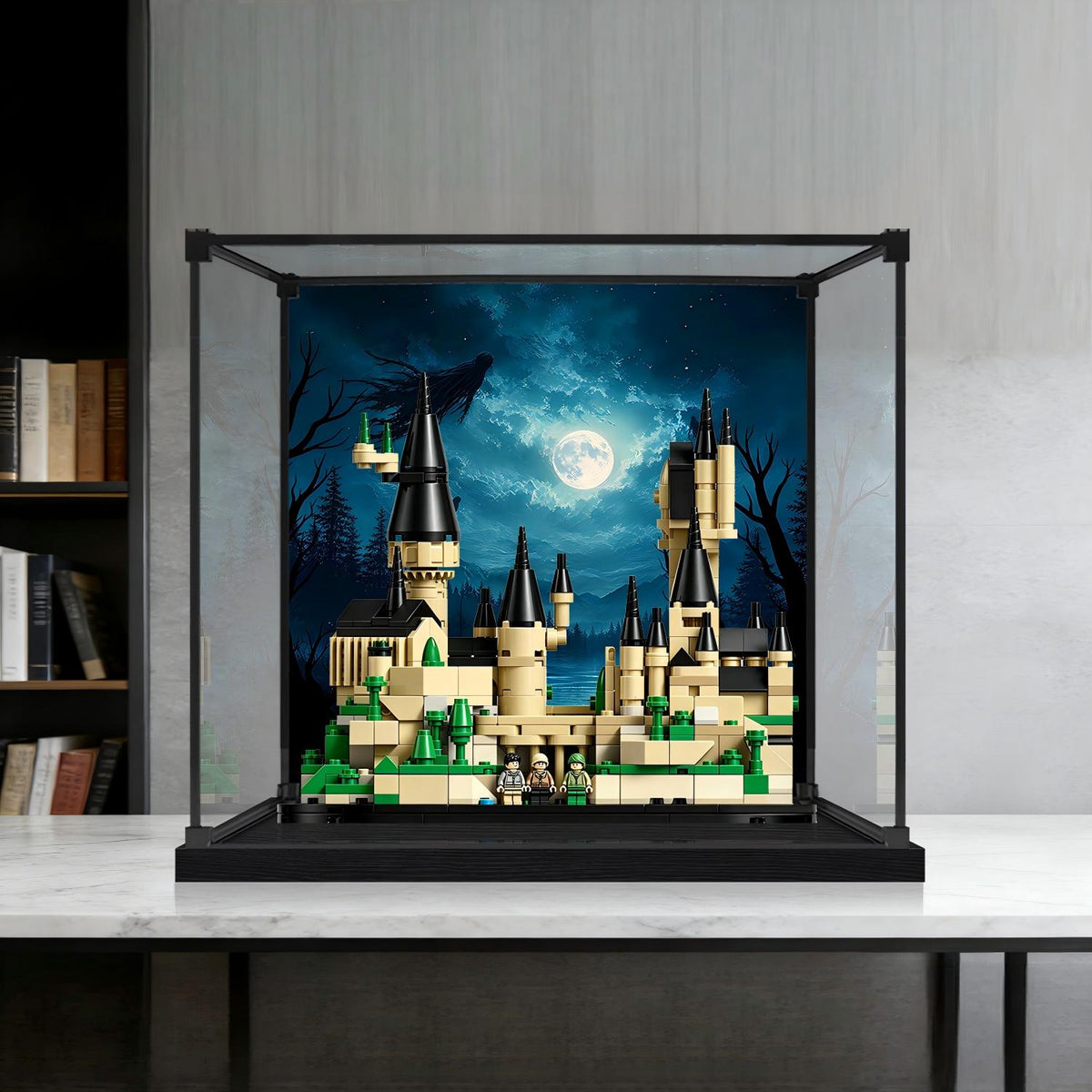 LEGO 40975 Mini Hogwarts Castle Mirror Display Case with Alloy Frame, Ring Light and Themed Background