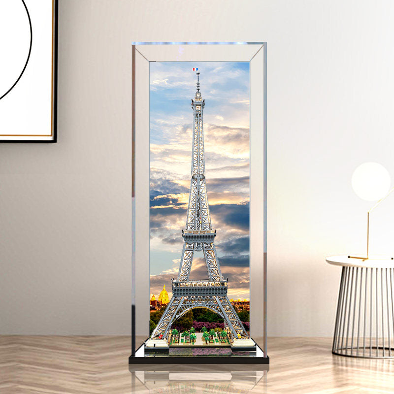 Acrylic Display Case for LEGO 10307 Eiffel Tower, with Themed Printed Background & Dustproof Box