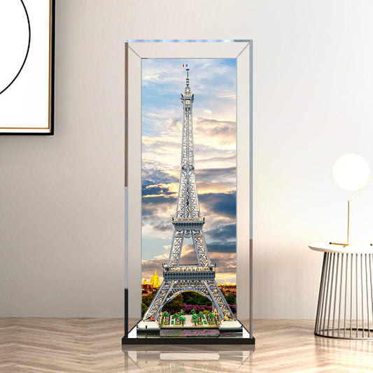 Acrylic Display Case for LEGO 10307 Eiffel Tower, with Themed Printed Background & Dustproof Box