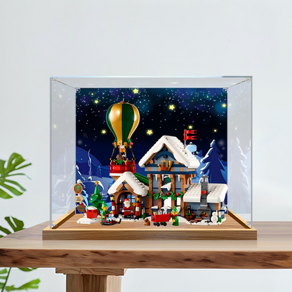 Acrylic Display Case for LEGO 10339 Santa's Sleigh, with Themed Printed Background & Dustproof Box