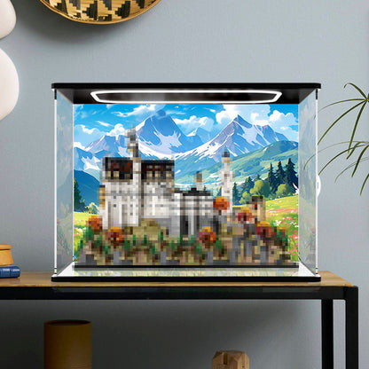 LEGO 21063 Mirror Acrylic Display Case with Ring Light & UV-Printed Background - Dustproof Showcase