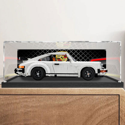 Acrylic Display Case for LEGO 10295 Porsche 911, with Themed UV Printing Background & Dustproof Box - Scoparius case