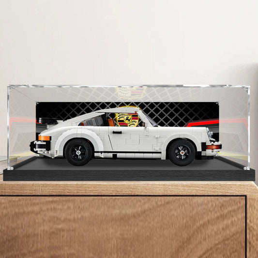 Acrylic Display Case for LEGO 10295 Porsche 911, with Themed UV Printing Background & Dustproof Box - Scoparius case