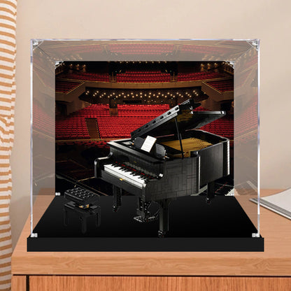 Acrylic Display Case for LEGO 21323 Grand Piano, with Themed Printed Background & Dustproof Box