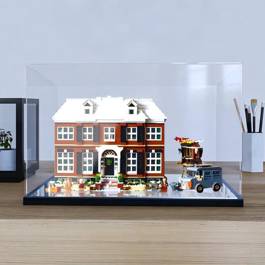 Acrylic Display Case for LEGO 21330 Home Alone, with Themed Printed Background & Dustproof Box