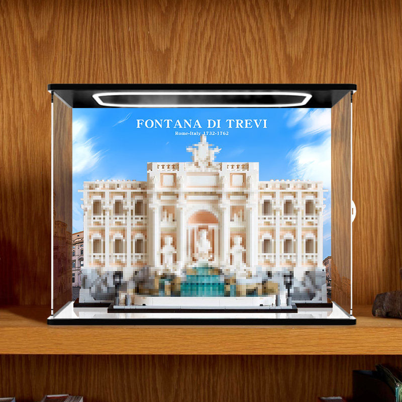 LEGO 21062 Mirror Acrylic Display Case with Ring Light & UV-Printed Background - Dustproof Showcase