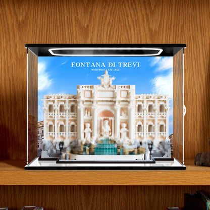 LEGO 21062 Mirror Acrylic Display Case with Ring Light & UV-Printed Background - Dustproof Showcase
