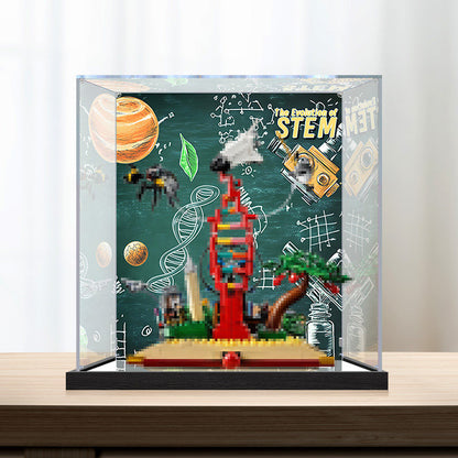 Acrylic Display Case for LEGO 21355, with Themed Printed Background & Dustproof Box