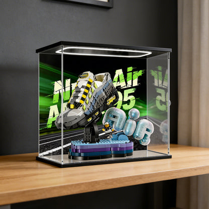 LEGO 43025 Mirror Acrylic Display Case with Ring Light & UV-Printed Background - Dustproof Showcase
