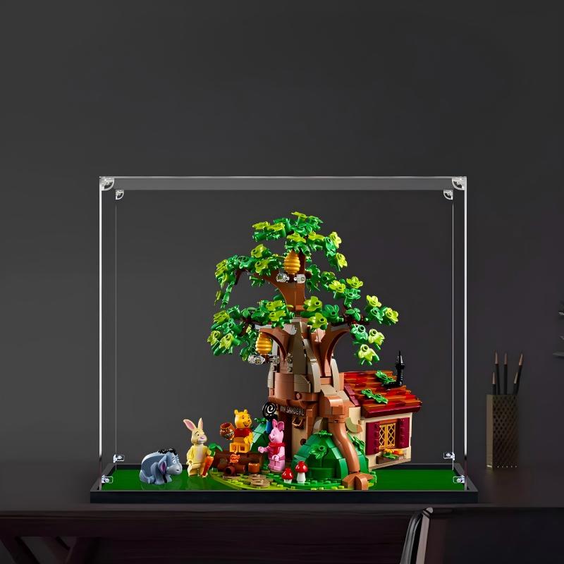 LEGO 21326 Winnie the Pooh Custodia Espositiva in Acrilico con Specchio, Luce ad Anello e Sfondo Stampato UV - Vetrina Antipolvere