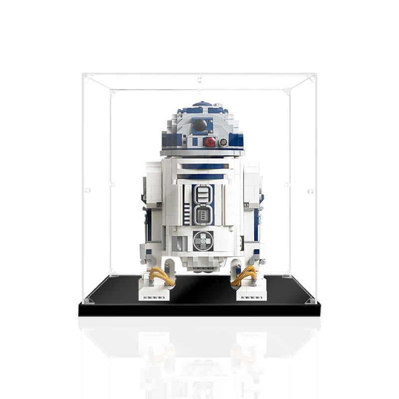 Acrylic Display Case for LEGO 75308 R2-D2, with Themed Printed Background & Dustproof Box