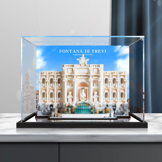 Acrylic Display Case for LEGO 21062 Notre-Dame de Paris (Alternate), with Themed Printed Background & Dustproof Box