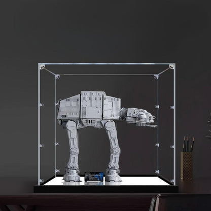 LEGO 75313 AT-AT Vetrina Acrilica con Specchio, Luce ad Anello e Sfondo Stampato UV - Espositore Antipolvere