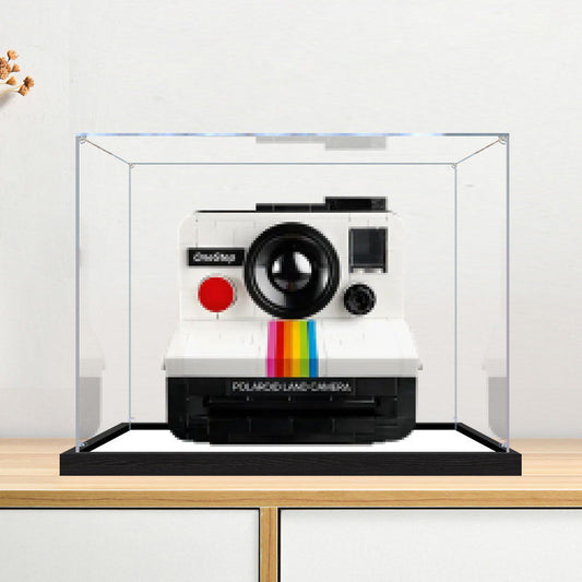 Acrylic Display Case for LEGO 21345 Polaroid OneStep SX-70 Camera, with Themed Printed Background & Dustproof Box