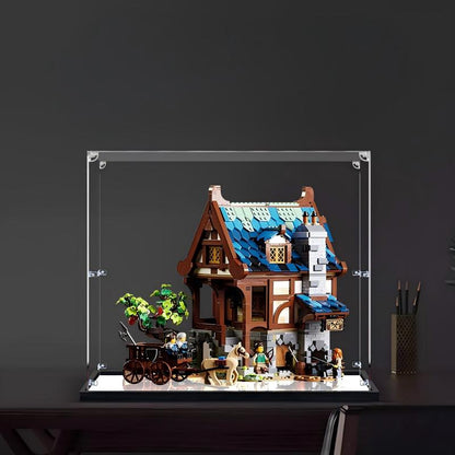 LEGO 21325 Vetrina Acrilica per Fabbro Medievale con Specchio, Anello Luminoso e Sfondo Stampato UV - Vetrina Antipolvere