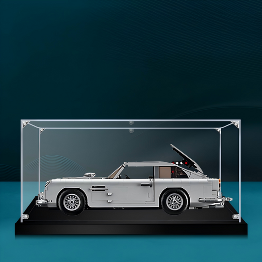 Acrylic Display Case for LEGO 10262 James Bond Aston Martin DB5, with Themed UV Printing Background & Dustproof Box