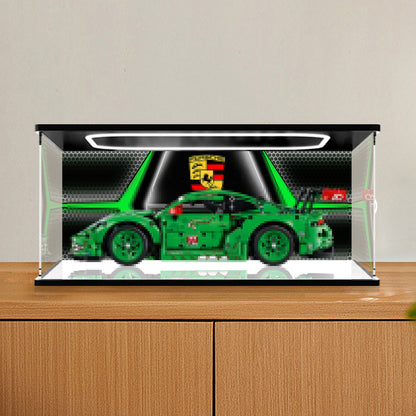 LEGO 42224 Mirror Acrylic Display Case with Ring Light & UV-Printed Background - Dustproof Showcase