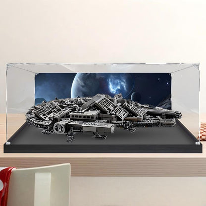 Acrylic Display Case for LEGO 75192 Millennium Falcon, with Themed Printed Background & Dustproof Box