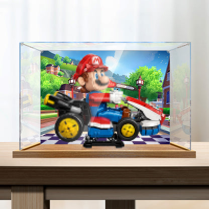 LEGO 72037 マリオカート - マリオ＆スタンダードカート ミラーアクリルディスプレイケース リングライト＆UVプリント背景付き - 防塵ショーケース