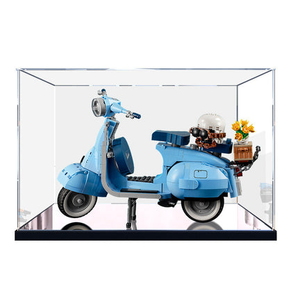 LEGO 10298 Vespa 125 Vetrina Acrilica con Specchio con Anello Luminoso e Sfondo UV-Printed - Vetrina Antipolvere