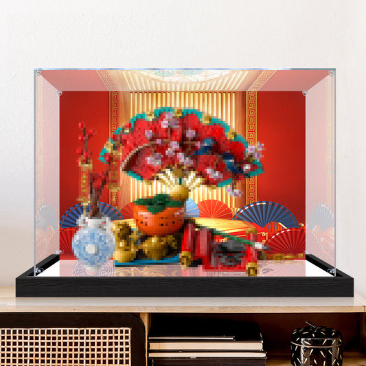 Acrylic Display Case for LEGO 80117 Lunar New Year 2025, with Themed Printed Background & Dustproof Box