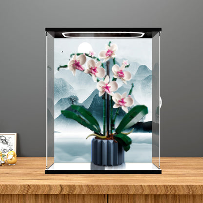 LEGO 10311 Mirror Acrylic Display Case with Ring Light & UV-Printed Background - Dustproof Showcase