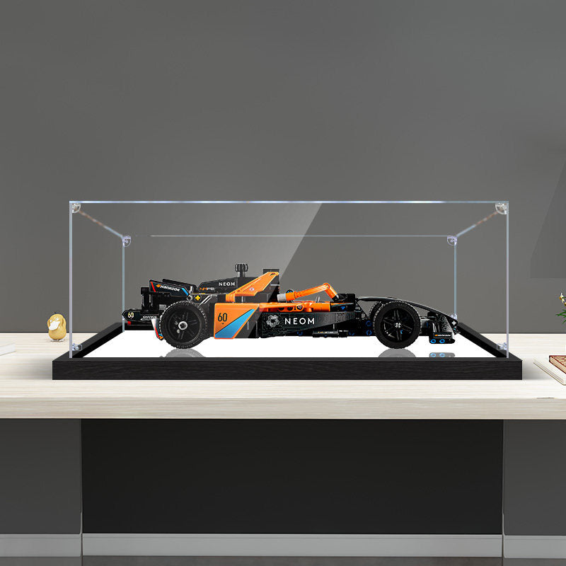 LEGO 42169 NEOM McLaren Extreme E Race Car Vetrina Acrilica con Specchio con Anello Luminoso e Sfondo Stampato UV - Espositore Antipolvere