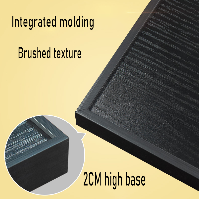 scoparius 2cm high Brushed Black Bottom Mirror Display Box, Art countertop Display Box, Model dust Box