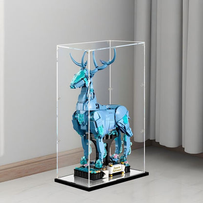 LEGO 76414 Expecto Patronum Mirror Acrylic Display Case with Ring Light & UV-Printed Background - Dustproof Showcase