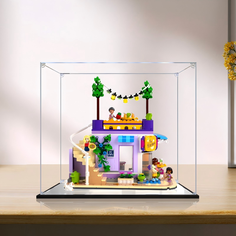 Acrylic Display Case for LEGO 41747 Heartlake City Community Kitchen, with Themed Printed Background & Dustproof Box