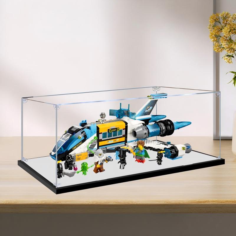 LEGO 71460 Mr. Oz's Spacebus Mirror Acrylic Display Case with Ring Light & UV-Printed Background - Dustproof Showcase
