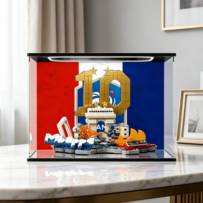 LEGO 43013 Mirror Acrylic Display Case with Ring Light & UV-Printed Background - Dustproof Showcase