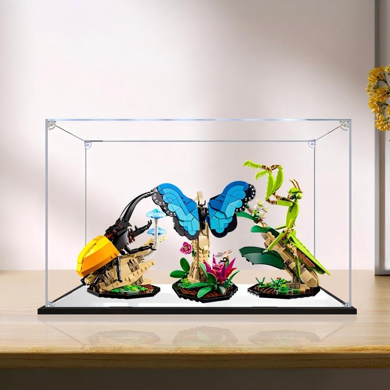 LEGO 21342 Die Insektensammlung Spiegel-Acryl-Vitrine mit Ringlicht & UV-bedrucktem Hintergrund - Staubdichte Ausstellung