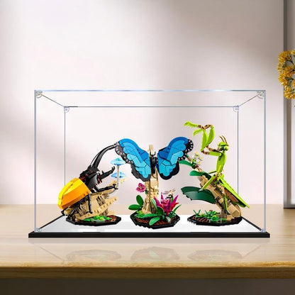 LEGO 21342 Die Insektensammlung Spiegel-Acryl-Vitrine mit Ringlicht & UV-bedrucktem Hintergrund - Staubdichte Ausstellung