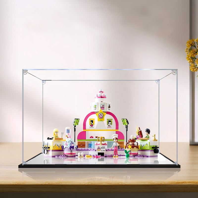 Acrylic Display Case for LEGO 41393 Baking Competition, with Themed Printed Background & Dustproof Box