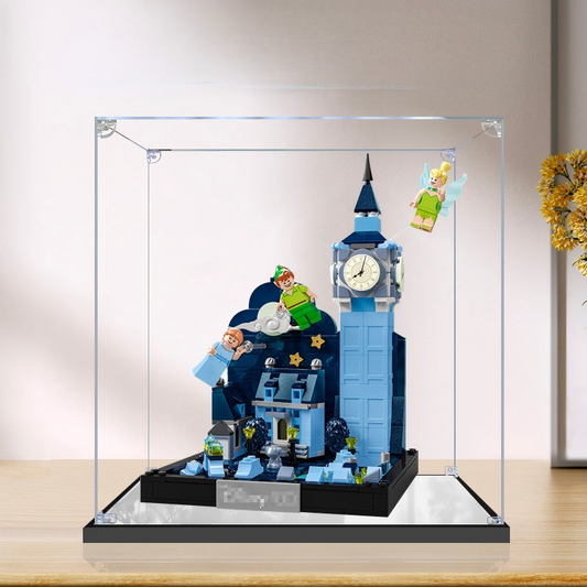 Acrylic Display Case for LEGO 43232 Peter Pan & Wendy's Flight, with Themed Printed Background & Dustproof Box