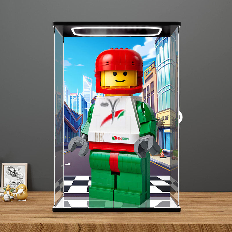 LEGO 40819 Mirror Acrylic Display Case with Ring Light & UV-Printed Background - Dustproof Showcase