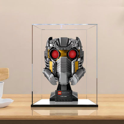 LEGO 76251 Custodia Espositiva in Acrilico Specchiato per Elmo di Star-Lord con Anello Luminoso e Sfondo Stampato UV - Vetrina Antipolvere