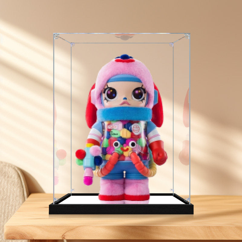 Suitable for Pop Mart Mega Space Molly x Jean-Michel Basquiat Display Case – Showcase with UV-Printed Background & Mirror Base