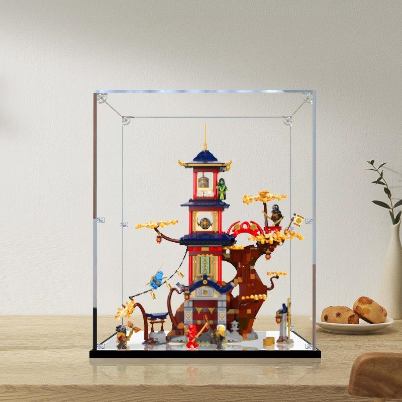 LEGO 71795 Temple of the Dragon Energy Cores Mirror Acrylic Display Case with Ring Light & UV-Printed Background - Dustproof Showcase