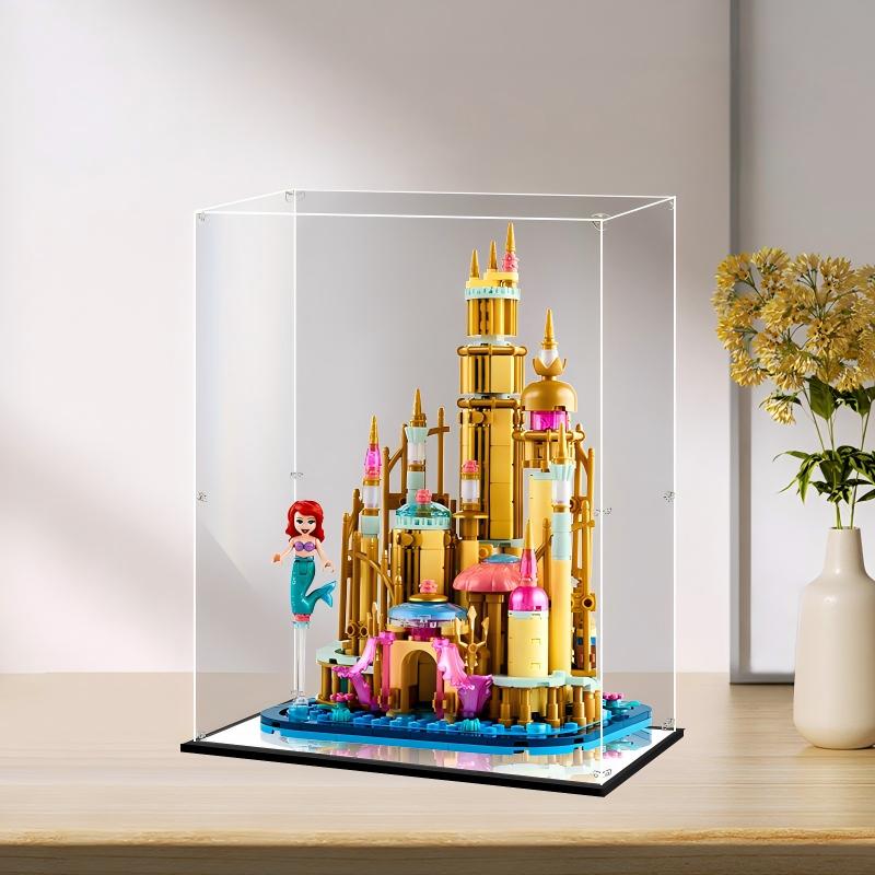 LEGO 40708 ミニディズニー アリエルの城 ミラー アクリル ディスプレイケース リングライト＆UVプリント背景付き - 防塵ショーケース