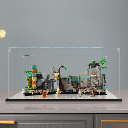 LEGO 77015 Temple de l'Idole d'Or Coffret de Présentation en Acrylique Miroir avec Anneau Lumineux et Fond Imprimé UV - Vitrine Anti-Poussière
