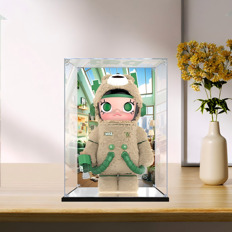 Suitable for Pop Mart Molly x Ted 2 Display Case Showcase with UV-Printed Background & Mirror Base