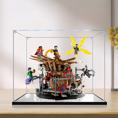 Acrylic Display Case for LEGO 76261 Spider-Man Final Battle, with Themed Printed Background & Dustproof Box