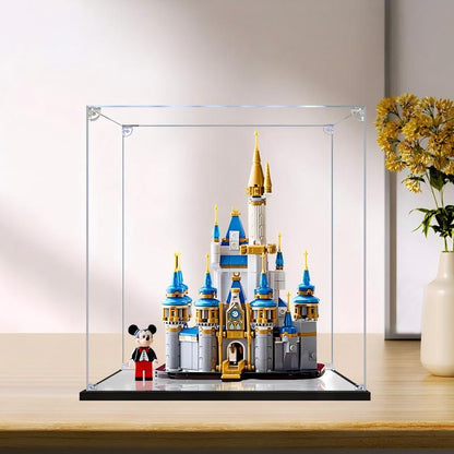 LEGO 40478 Mini Disney Castle Mirror Acrylic Display Case with Ring Light & UV-Printed Background - Dustproof Showcase