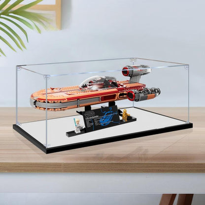 LEGO 75341 Vitrine de collection Luke Skywalker's Landspeeder en acrylique miroir avec anneau lumineux et fond imprimé UV - Présentoir anti-poussière