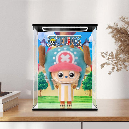 Pop Mart One Piece Chopper Mirror Acrylic Display Case with Ring Light & UV-Printed Background - Dustproof Showcase